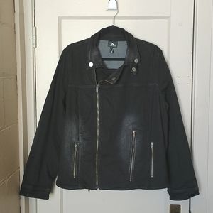 EUC Love & Legend Size 20 Black Denim Motto Style Jacket